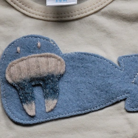 CATE & LEVI Organic Onesie - Baby - Made in Canada NEW NWT 3-6mo Walrus - Picture 4 of 5